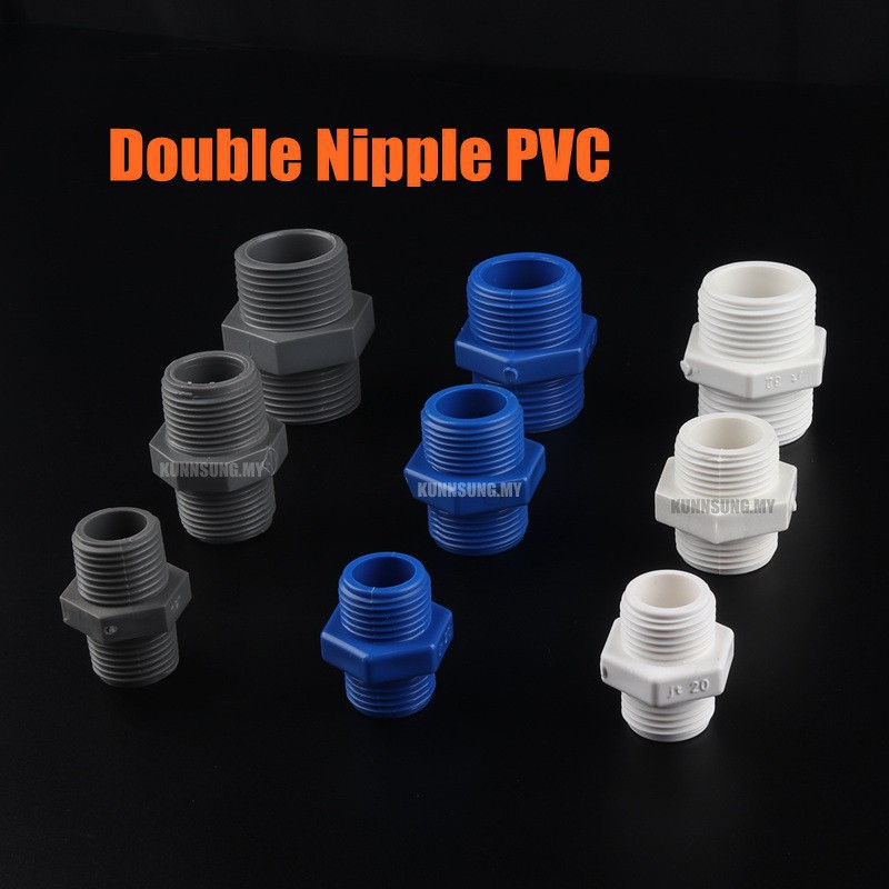 5pcs Double Nipple Male 1/2,3/4,1Inch PVC Straight Connectors PVC Pipe