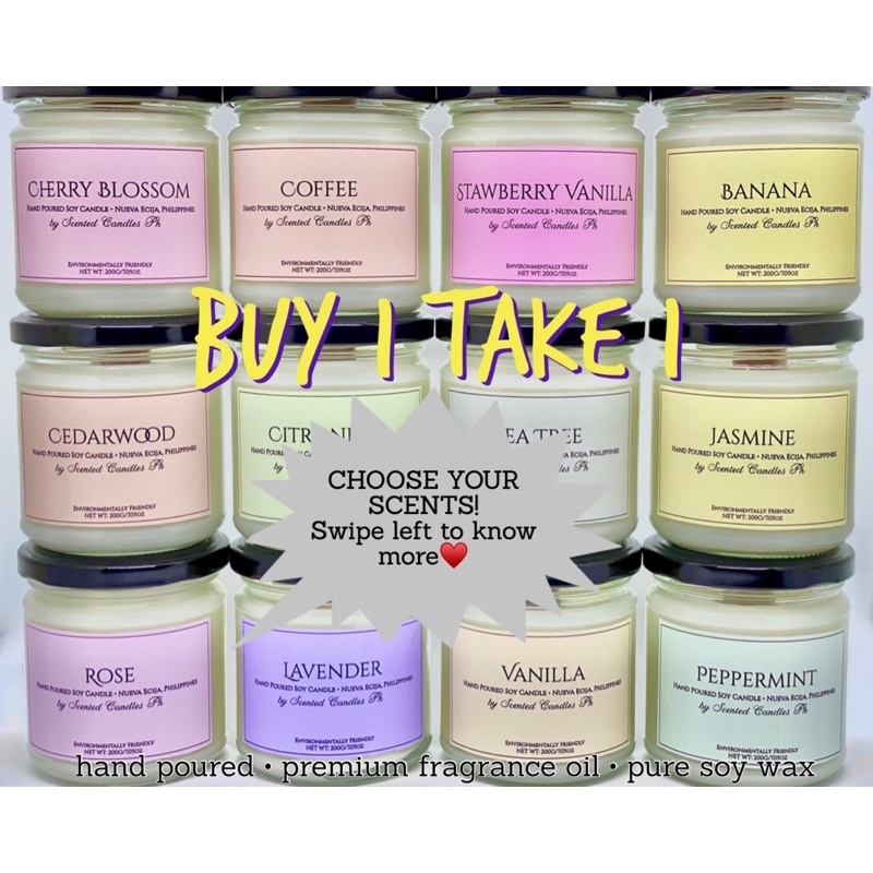 BUY 1 TAKE 1 OF YOUR CHOICE (Scented Candles Ph) Soy Candles 200ml