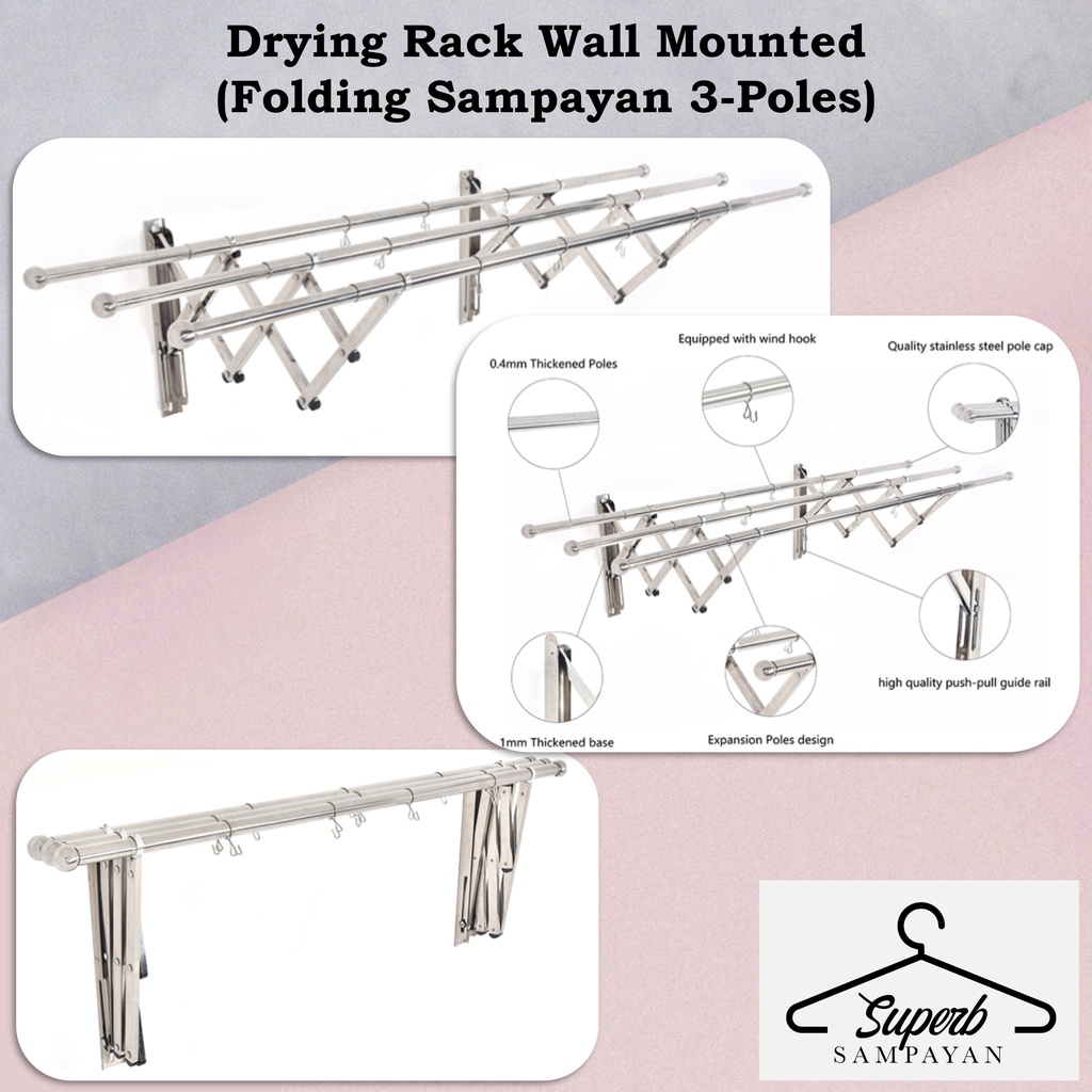 Superb Sampayan Clothes Drying Rack Wall Mounted Stainless Steel