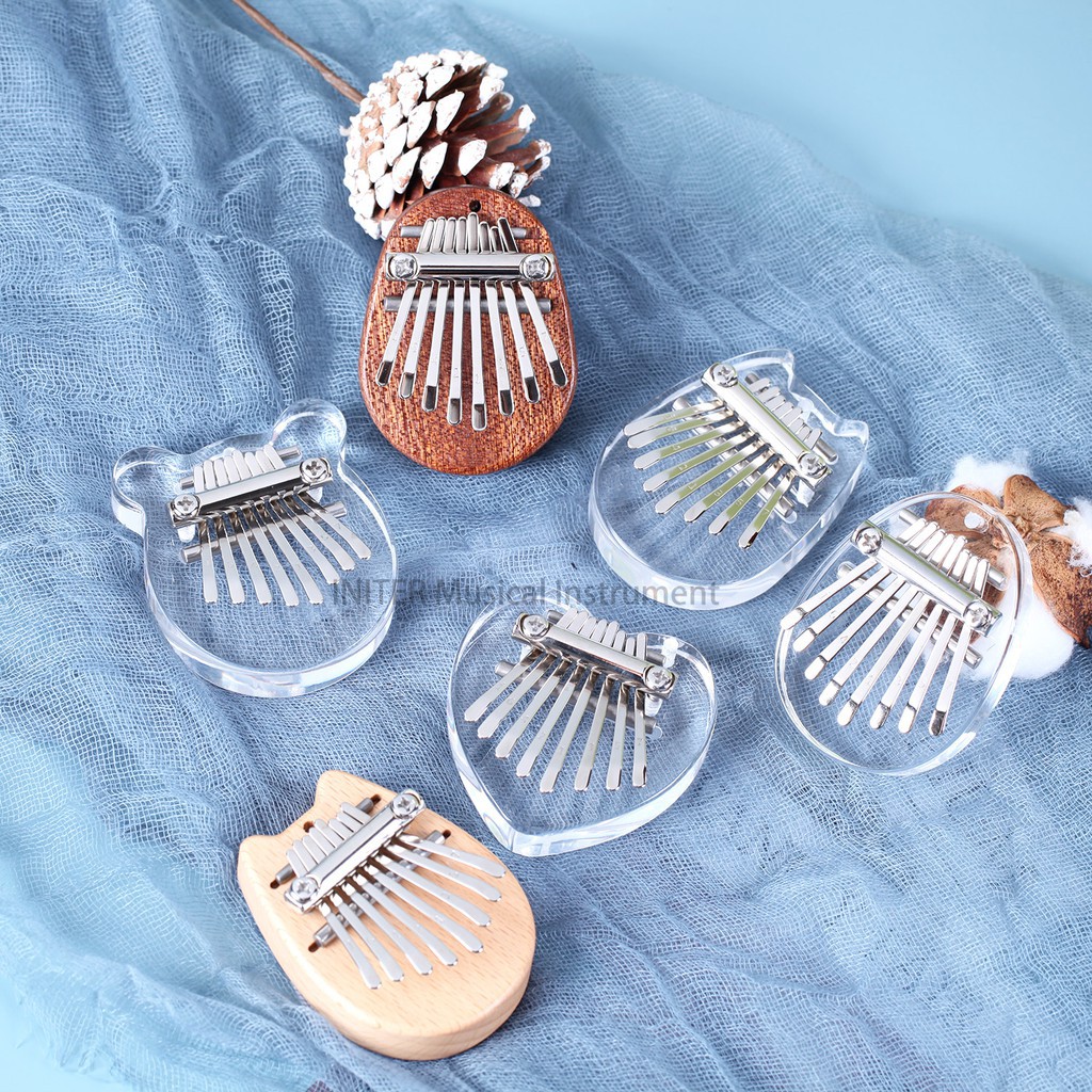 INITER Kalimba 8 keys mini crystal Thumb Piano solid wood Finger Piano