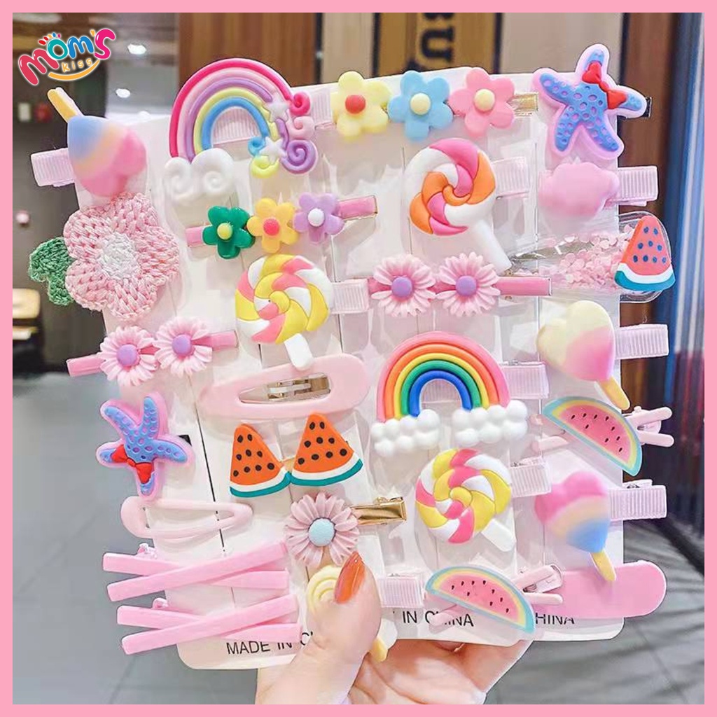 13/14Pcs/Set Kid Cute Candy Hair Accessories Kawaii Colorful Cartoon Clip Flower for Girls
