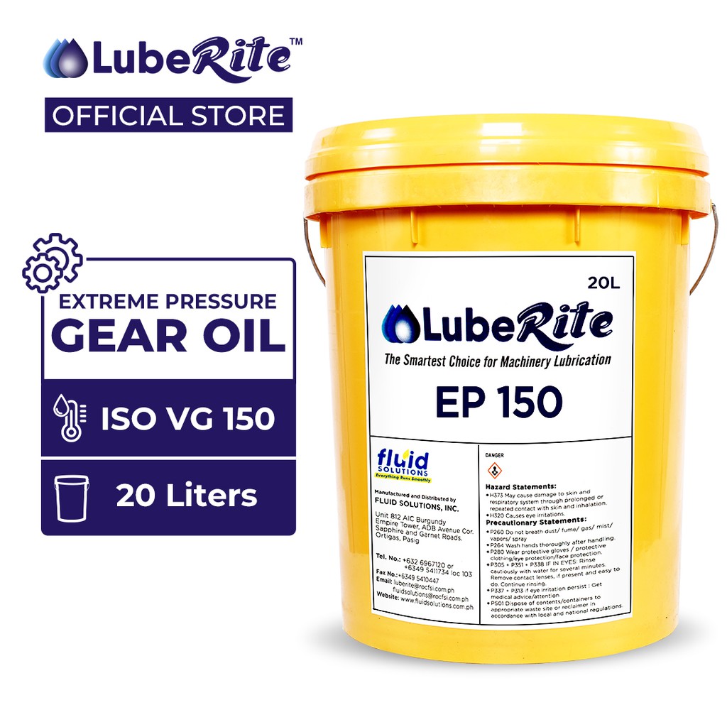 LubeRite EP 150 Extreme Pressure ISO VG 150 Gear Oil 20L Shopee