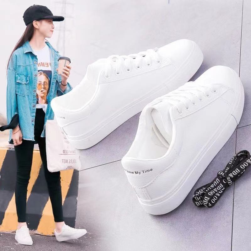 2021 Korean women's fashion white shoes casual rubber shoes Shopee