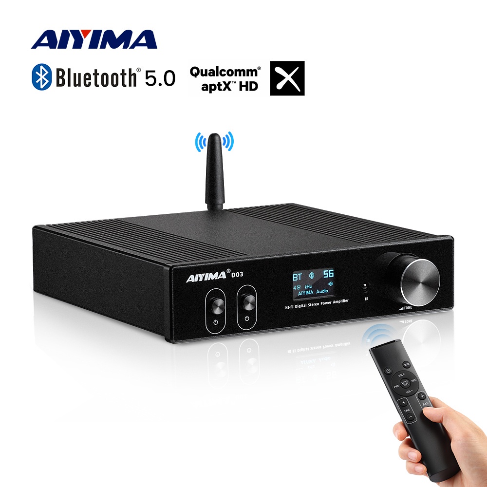 AIYIMA D03 Bluetooth 5.0 Power Amplifier 150 Watt x 2 Stereo HiFi 2.1