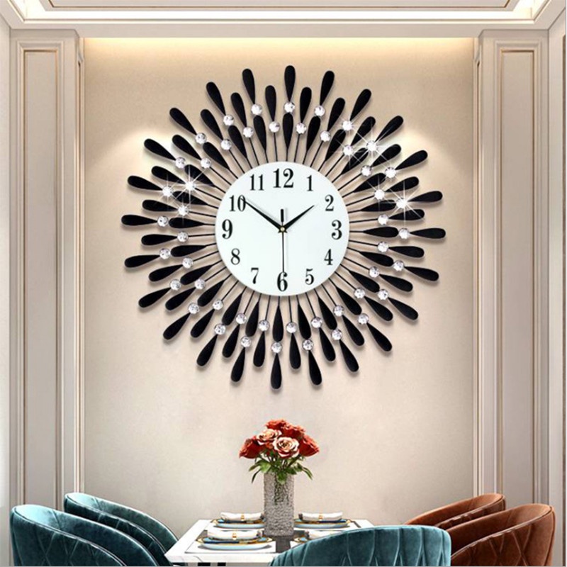 DIY Wall Clock 3D Mirror Sticker Metal, Roman Numerals Big Clock Mute