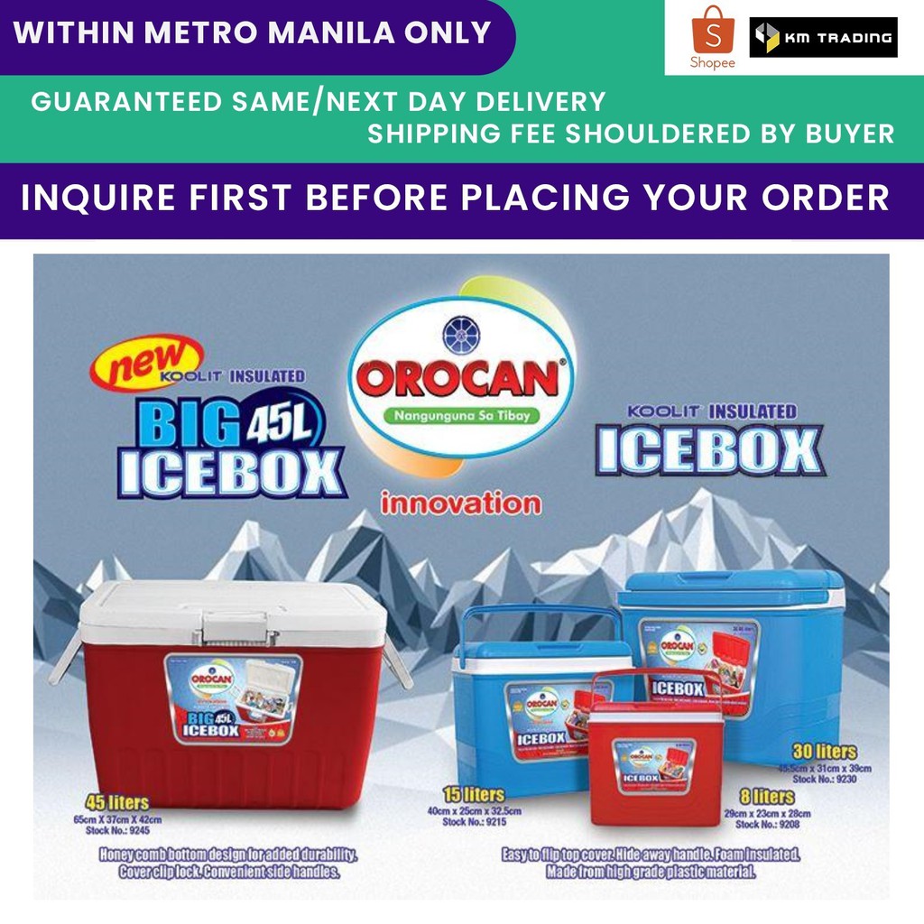 Orocan Ice box IceBox Cooler Chest Insulated 45L w/free ice scoop