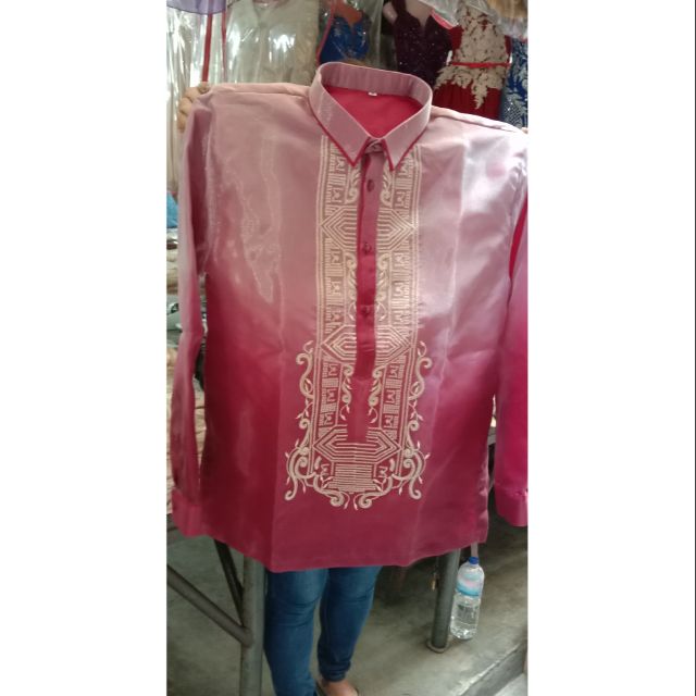 Modern BARONG TAGALOG Maroon Monocromatic barong Shopee Philippines