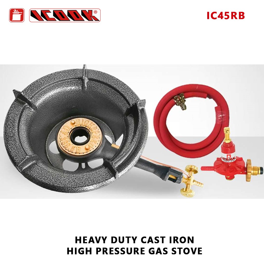 Heavy Duty High Pressure Gas Stove Cast Iron iCook IC45RB with LPG Gas