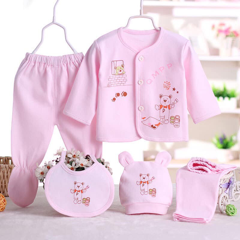 5pcs Set Newborn Baby Clothes Cotton Unisex Infant Cartoon Clothes for