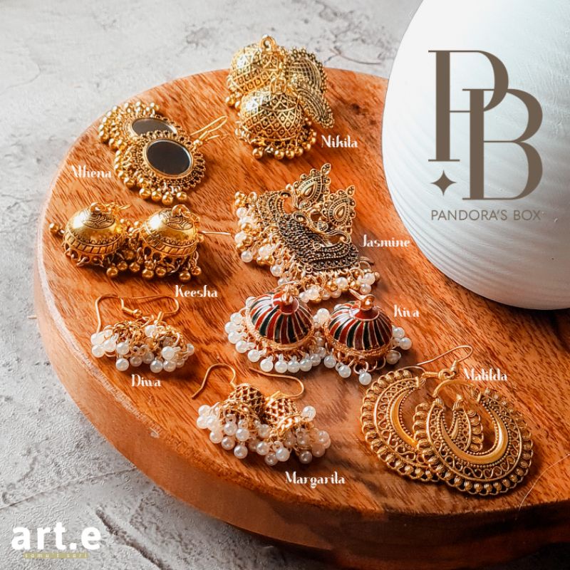 Art.e Pandora's Box Gold Ethnic Indian Vintage Bollywood Jhumka Earrings Shopee Philippines