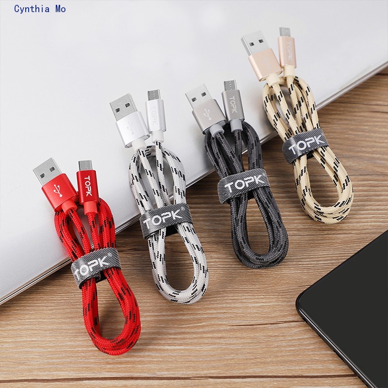 1M Micro USB Type C iPhone Cable Nylon Braided Data Cord Charger Cables