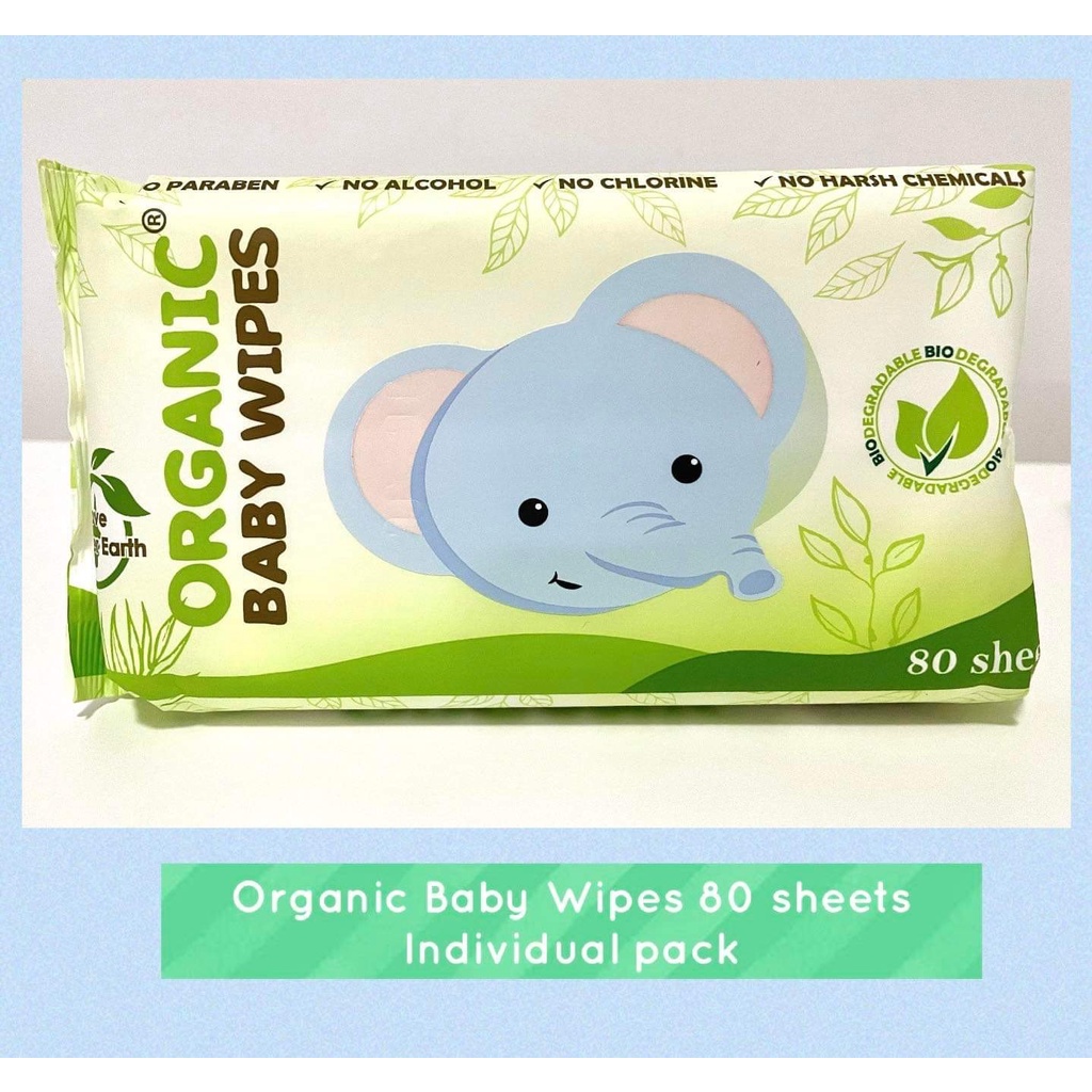 Organic Baby Wipes for Babies and Toddler 80 Sheets Individual pack