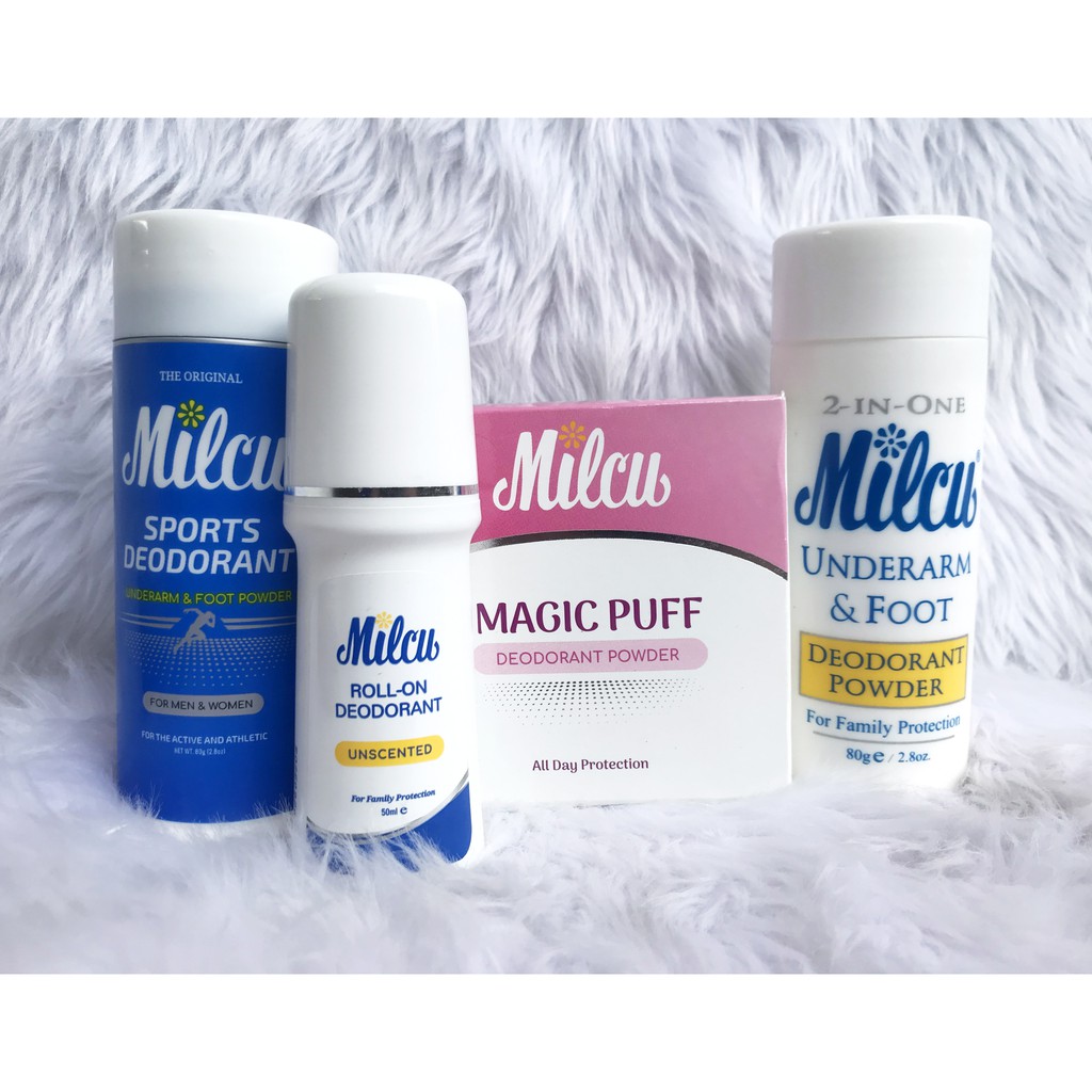 Milcu Deodorant Powder 40g/ 80g / Sports deodorant / RollOn Shopee