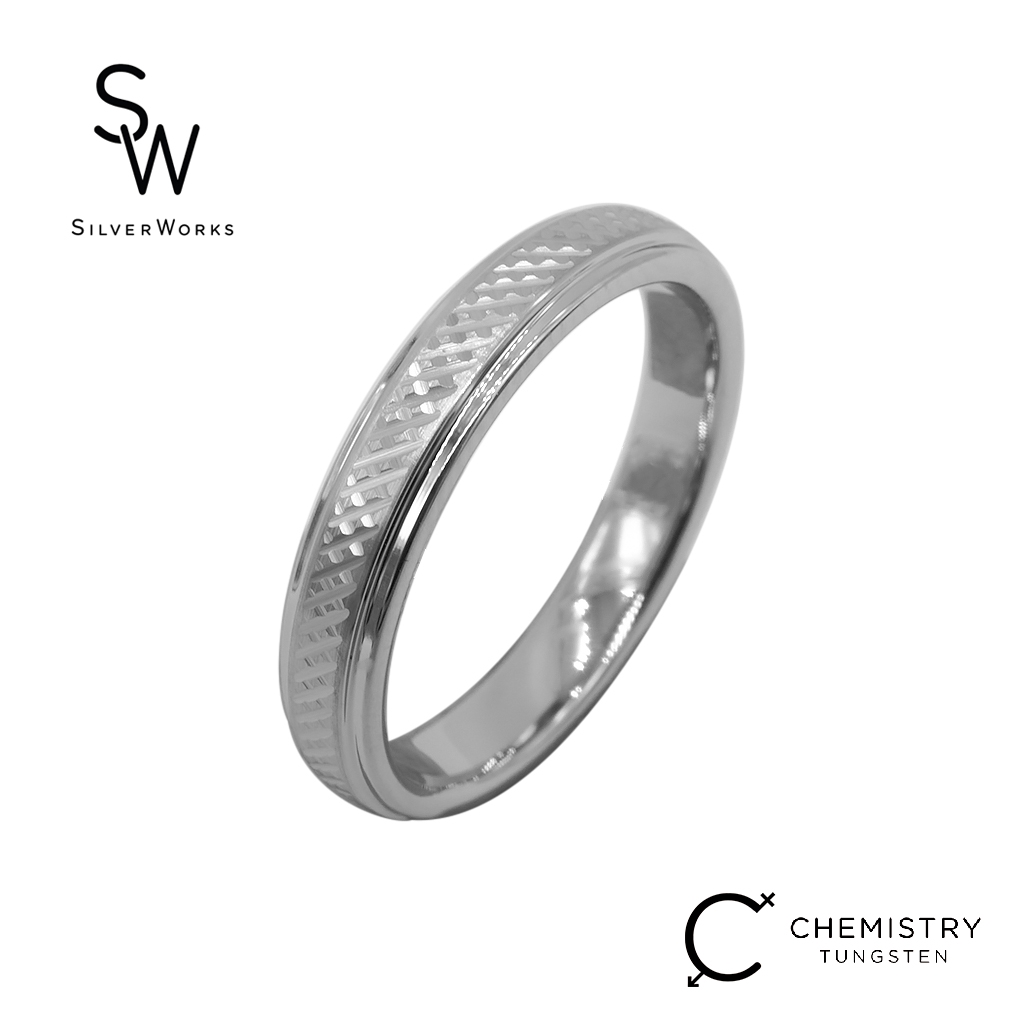 Silverworks Tungsten Ring with Criss Cross Design Chemistry Tungsten Collection T63 Shopee