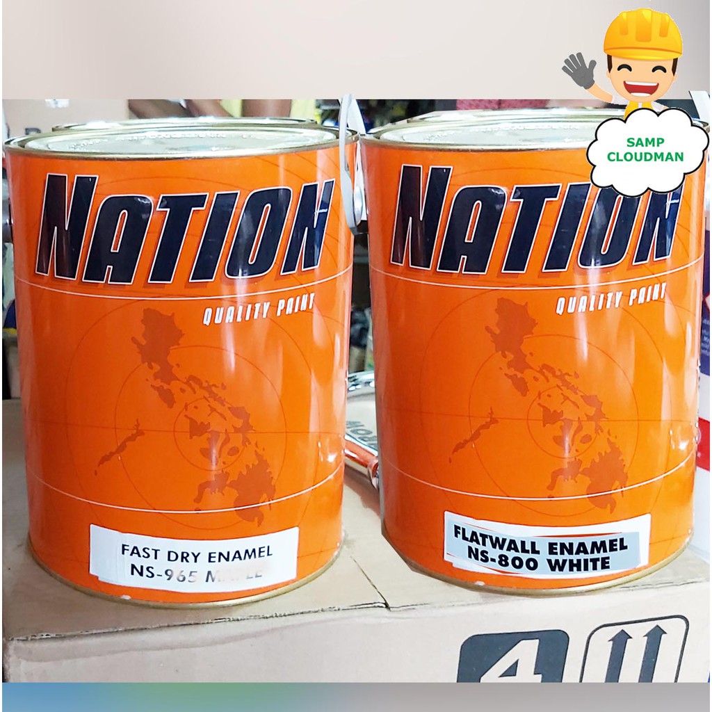 Nation Fast Dry or Flatwall Enamel 4 Liters QDE Quick Drying Dri Flat