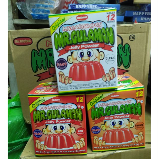 1 box Mr. Gulaman Jelly Powder 10pcs per Box Red Green Orange Yellow