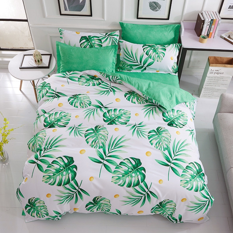 [9.9 Sale!!!] Monstera 4 in 1 Bedding Set Green Leaves Duvet Quilt
