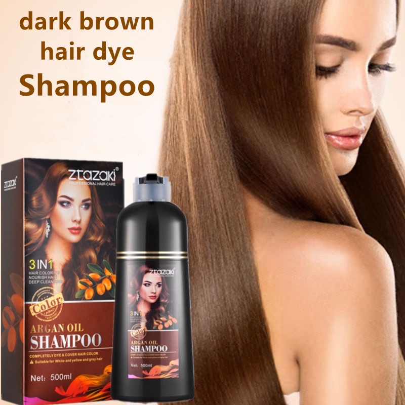 500ml Black&Brown Hair Dye Plant hair care Shampoo Color Detergent 3in