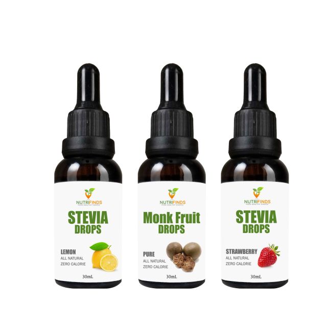 Stevia/ Monk Fruit Liquid Drops Fruity Set [Monk Fruit, Lemon