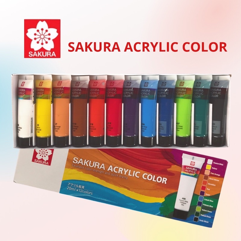 Sakura acrylic paint set 12 colors 20ml. Sakura Acrylic Color (20ml x