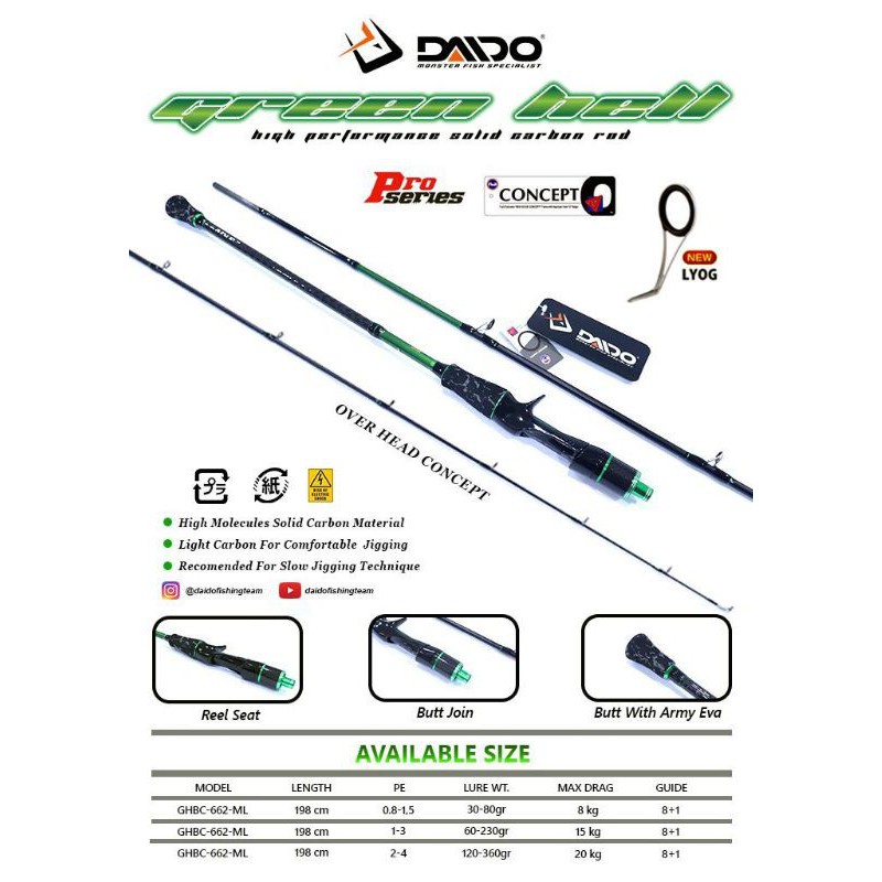 Daido Green Hell Over Head / Green Hell OH / Green Hell Fishing Rod