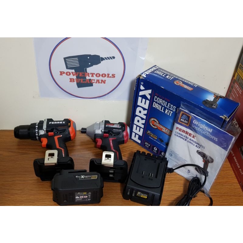 ferrex and workzone cordless brushless hammer drill driver and impact