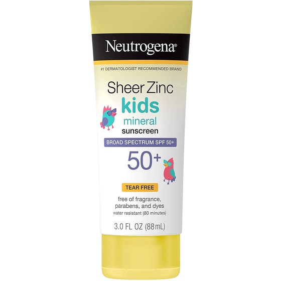 Neutrogena Sheer Zinc Oxide Kids Mineral Sunscreen Lotion SPF 50+ with