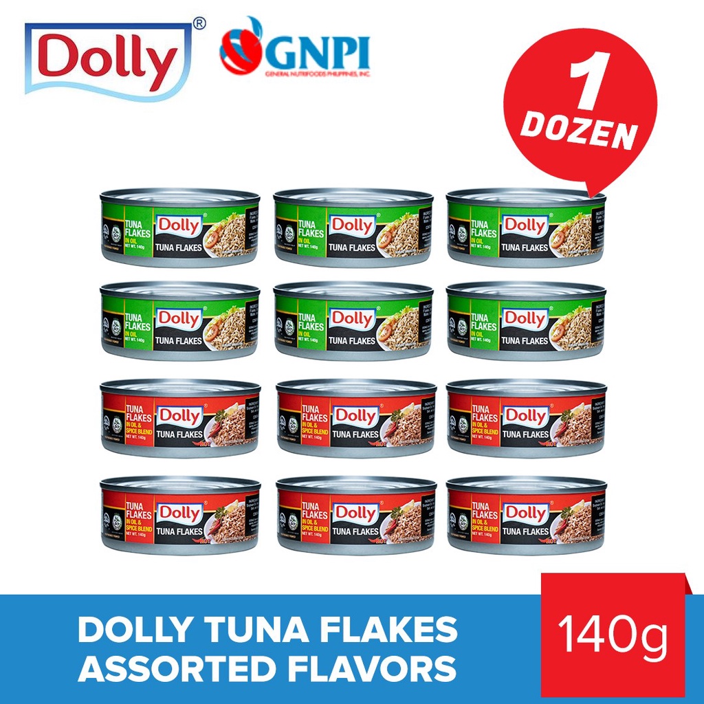 Dolly Tuna Flakes 140g Assorted Flavors 1 Dozen (12 Cans) Shopee