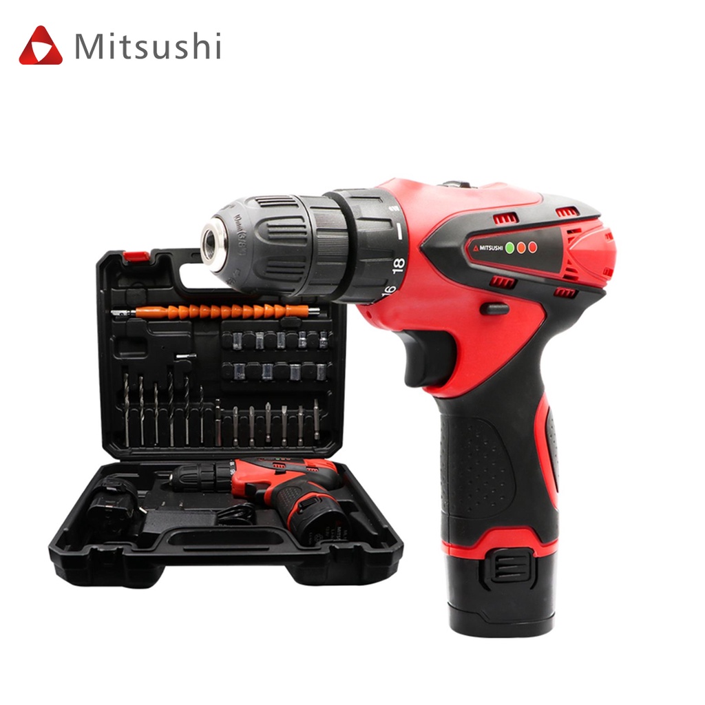 Mitsushi Cordless Drill Driver 12V DoubleSpeed With 2 Liion Batteries