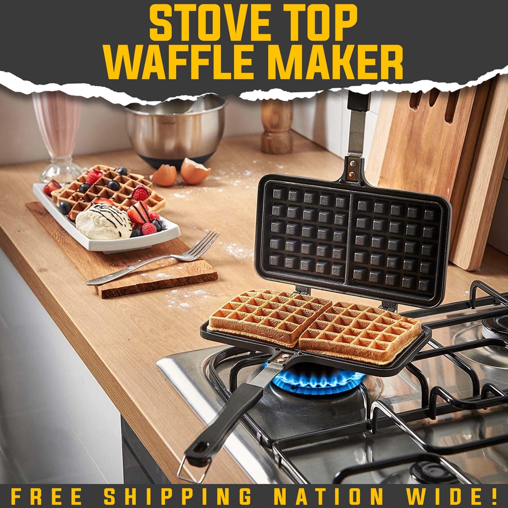 Rectangle Shape Nonstick Metal Waffle Maker Pan Tool Portable Non