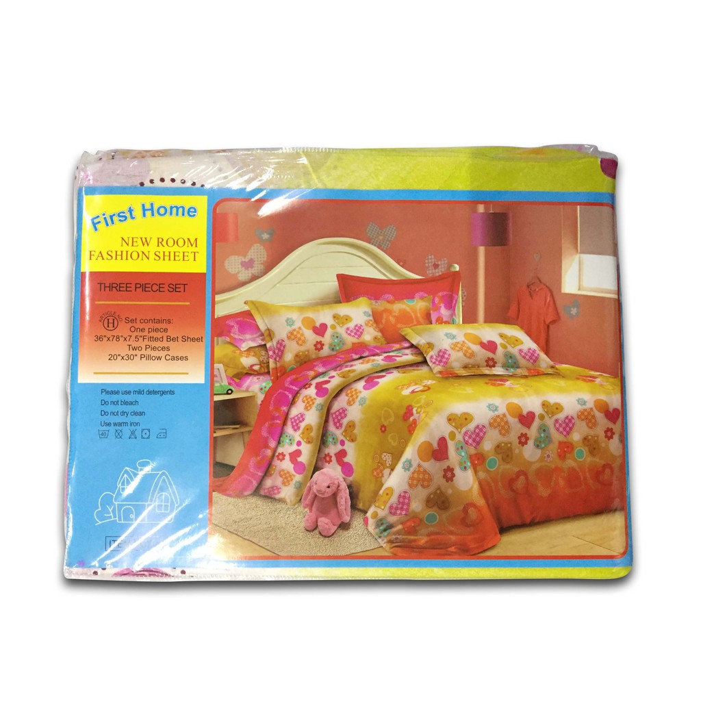 Fitted Bed Sheet Heart Singel 36'x78''x7.5'' Shopee Philippines