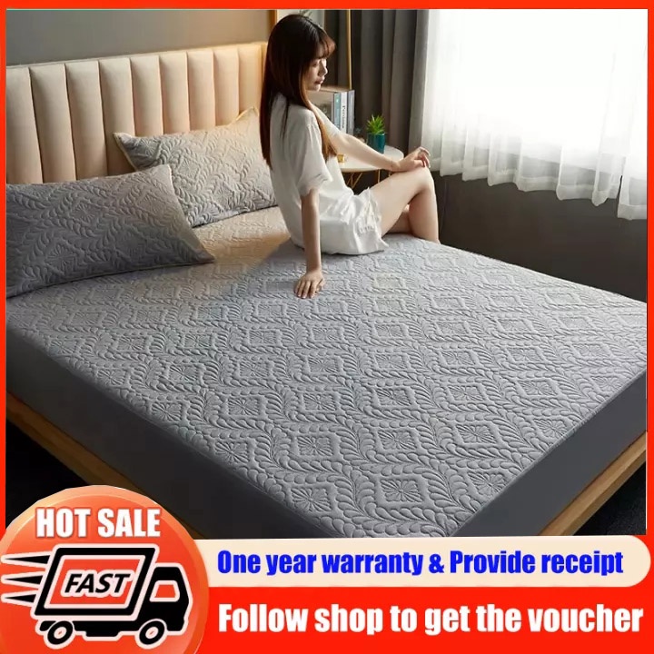 Waterproof Mattress Quilted Fitted Bed Sheet Queen Size Single Double King(Bed cover