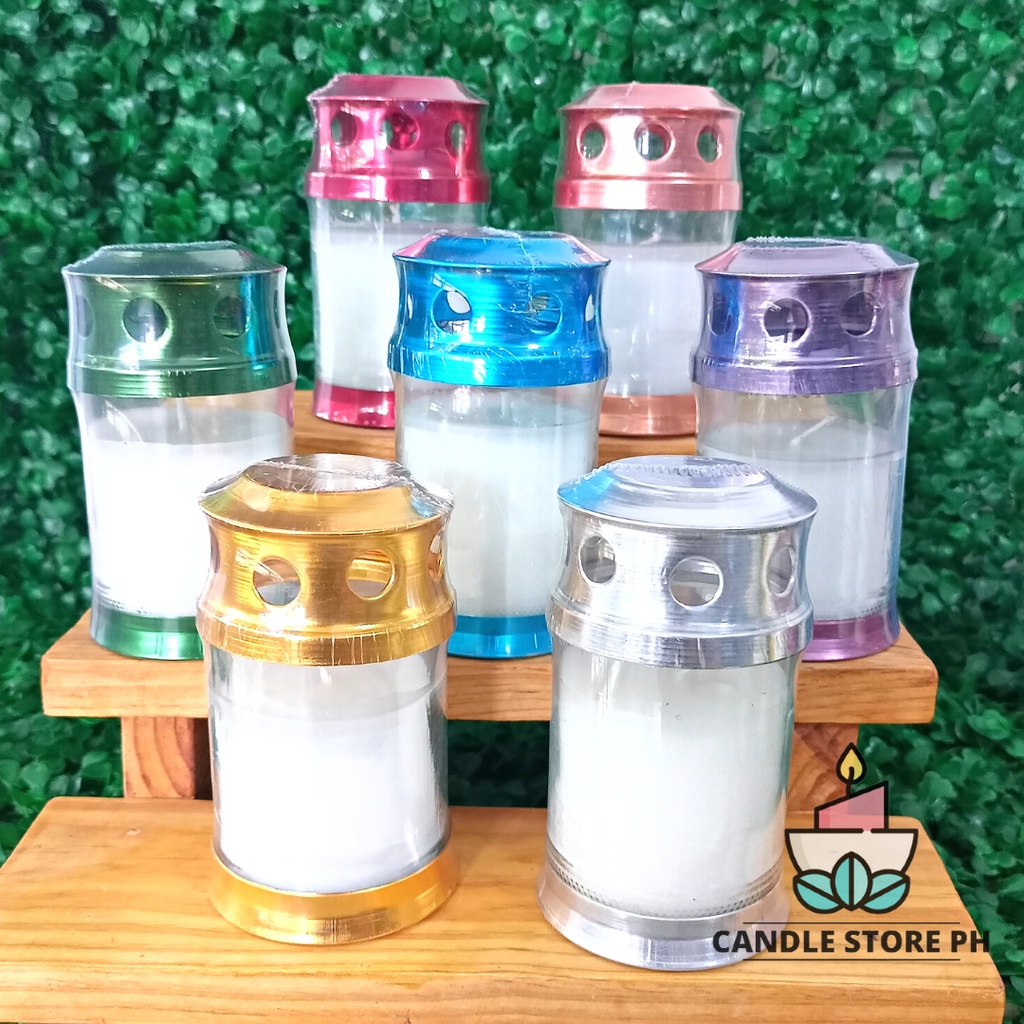 GC35 Smokeless Windproof Glass Candle with cover Altar Candle Perfect for Memorial Park last