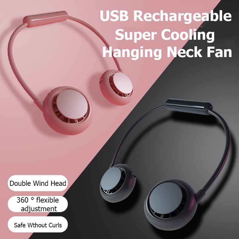 新発売の Portable Neck Fan, Usb Mini Rechargeable Double Head 3 Speed Wind