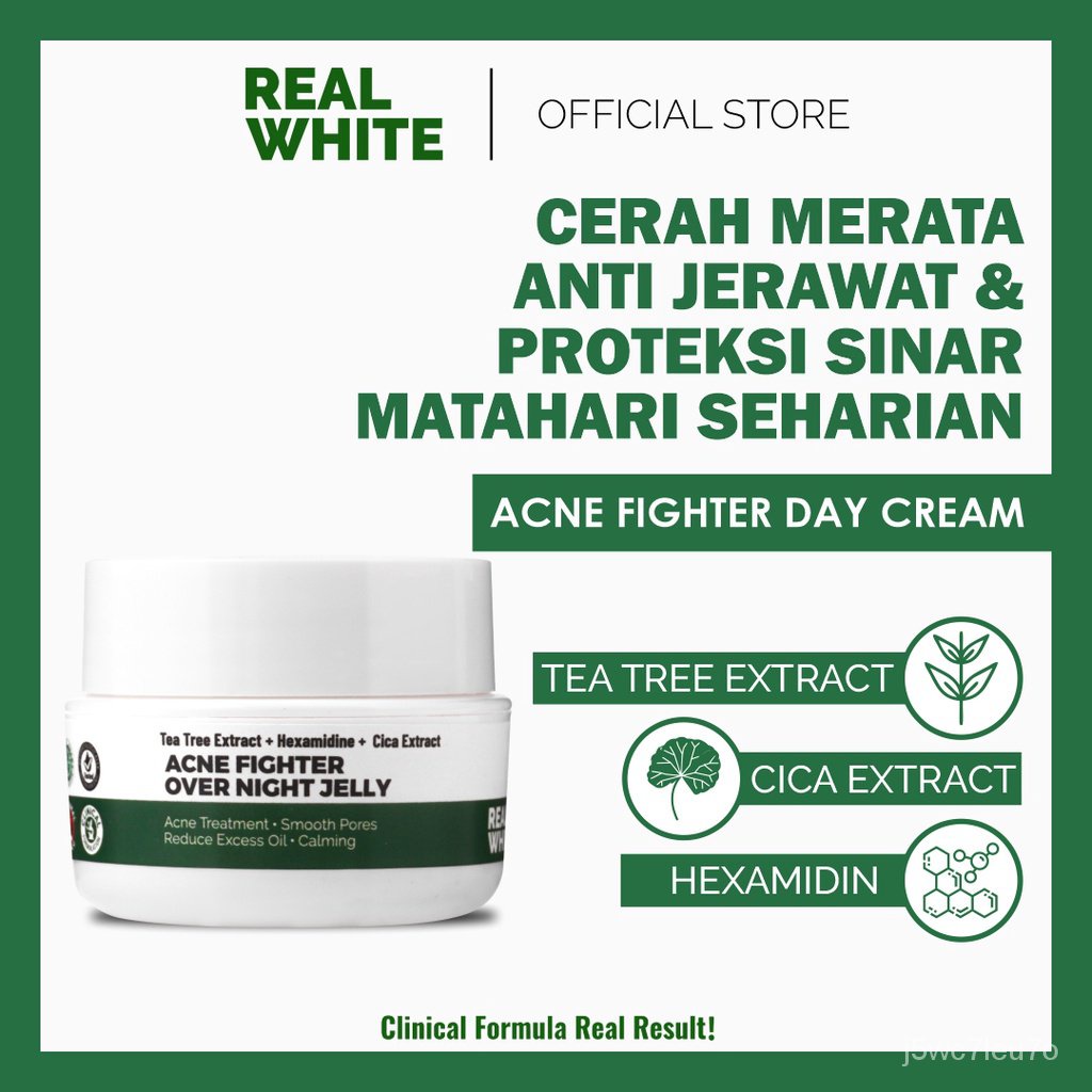 Real WHITE Acne Fighter Over Night Jelly Acne Inflammation Bpom HALAL