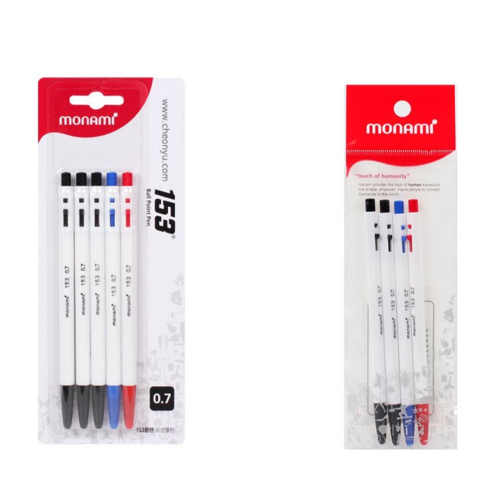 153 Ball Pen 0.7 mm Black and Blue Blended 4 Pieces Set Shopee