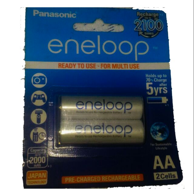 Panasonic Eneloop AA Rechargeable Batteries x2 (White) Shopee Philippines