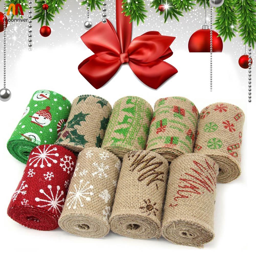 Ribbon Crafts Ribbon Snowflake Printed Long Vintage Jute Hessian Burlap