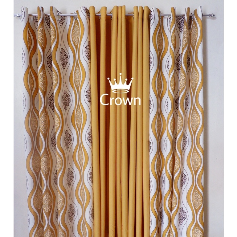 CRWN 3in1 Elegant Sylvia Matte Gold Ring Curtain ( 6ft/7ft Curtain