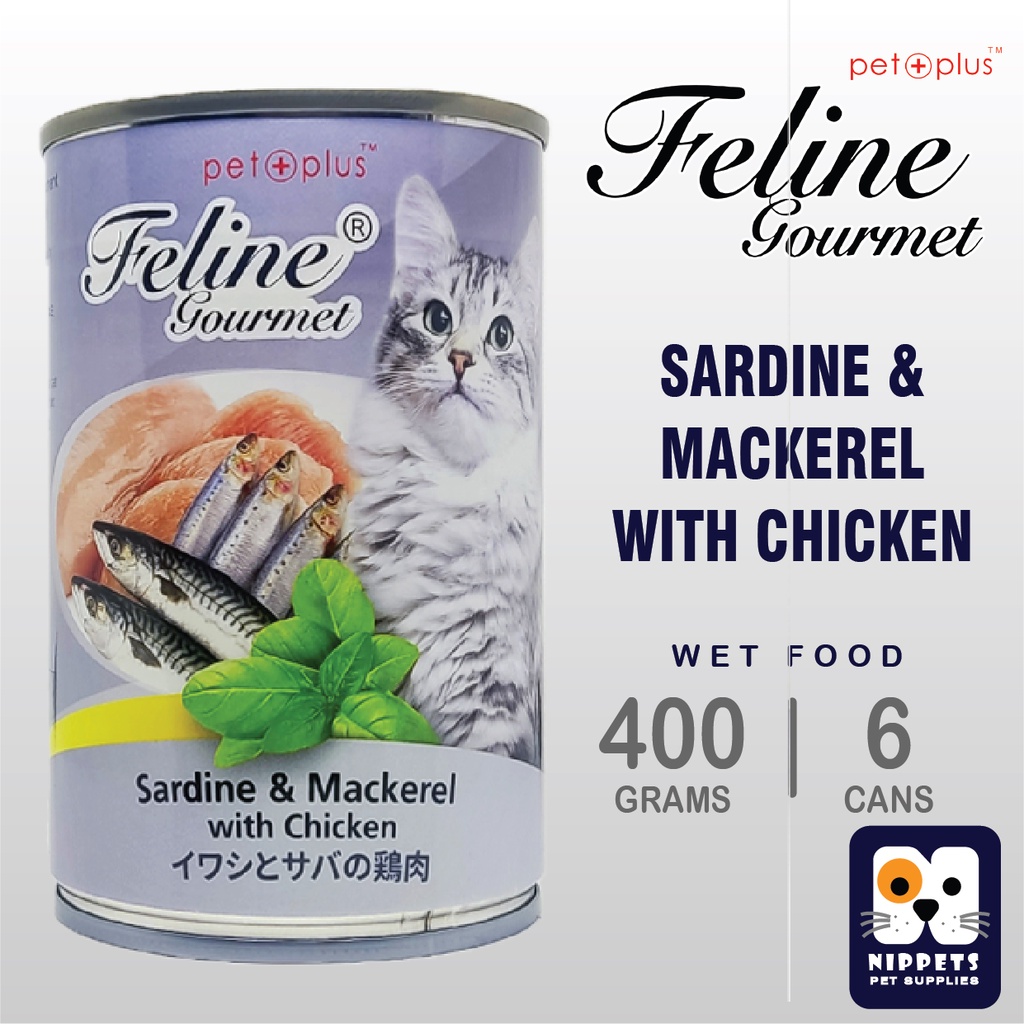 Feline Gourmet Sardine & Mackerel with Chicken Wet Cat Food in Can 400g