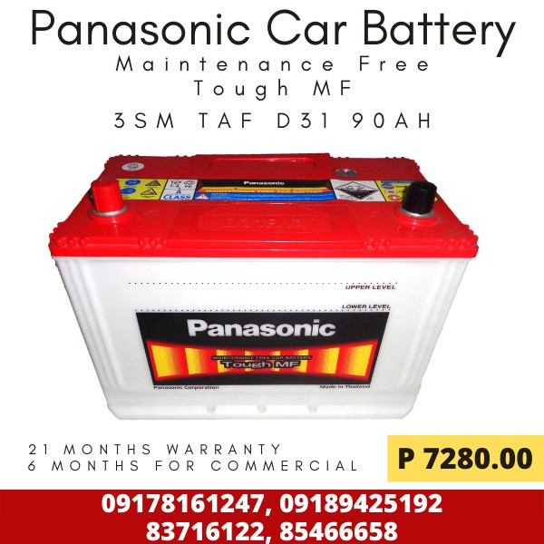 Panasonic Maintenance Free Car Battery (3SM TAF D31) (21 months