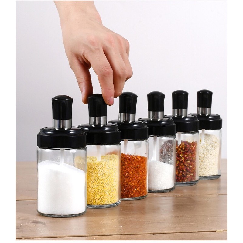 condiments container Glass Jar Spice Airtight Containers Condiment Salt