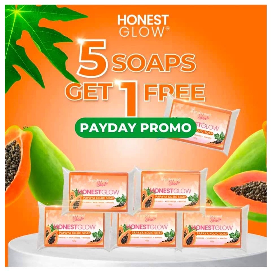 5+1 Honest Glow Papaya Kojic Soap by Transformed Skin 100g Shopee