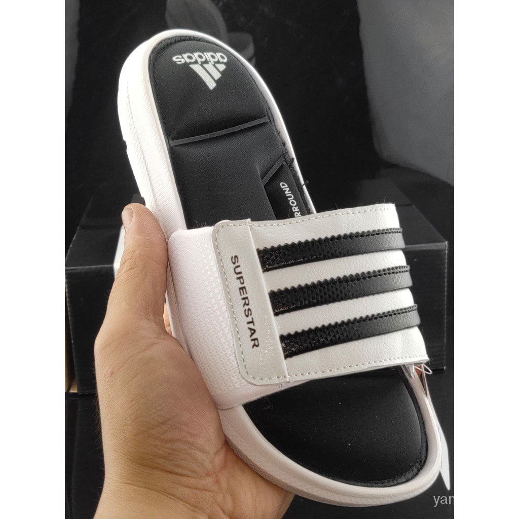 Original Adidas Superstar 5G Memory Foam Slippers Men And Women Sandals Black/White | Shopee Philippines