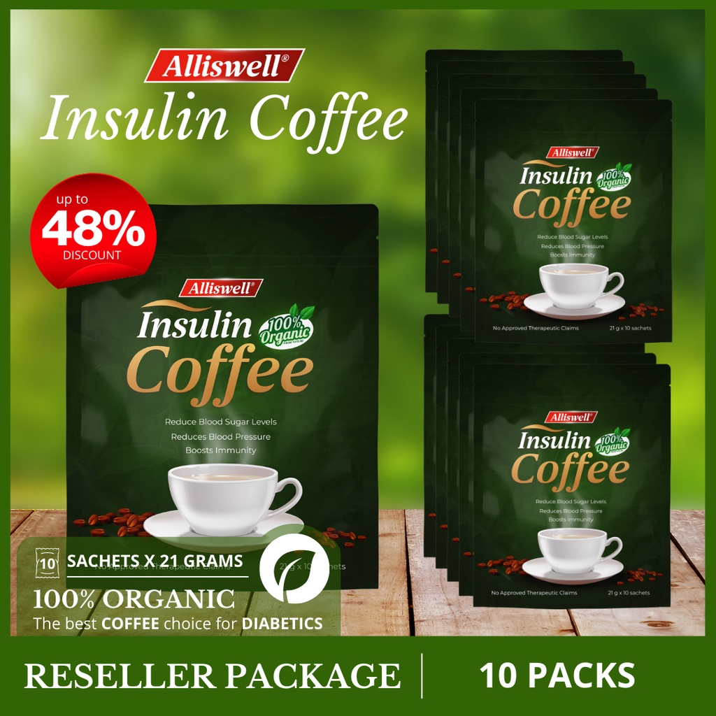 RESELLER PACKAGE ALLISWELL Insulin Coffee 10 sachets x 21 grams BEST