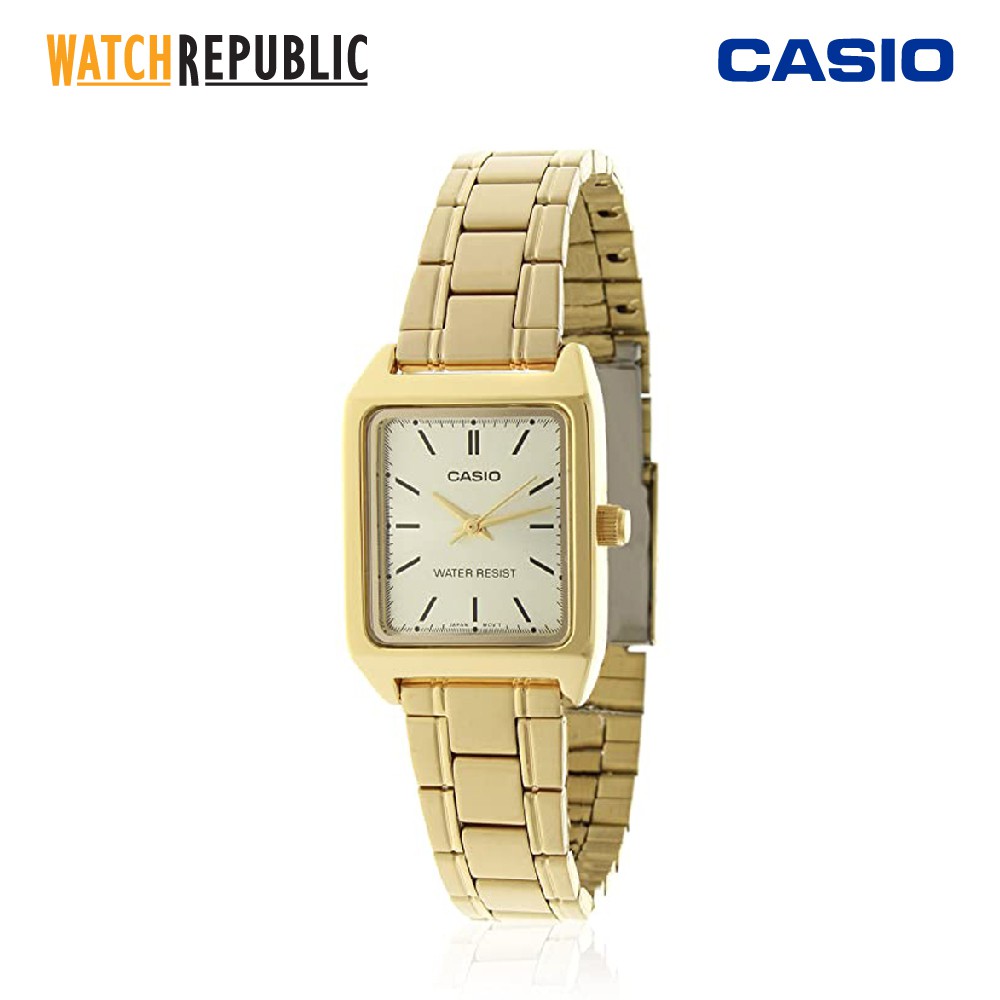 Casio Dress Gold Stainless Steel Watch For Women CLTPV007G9EUDF