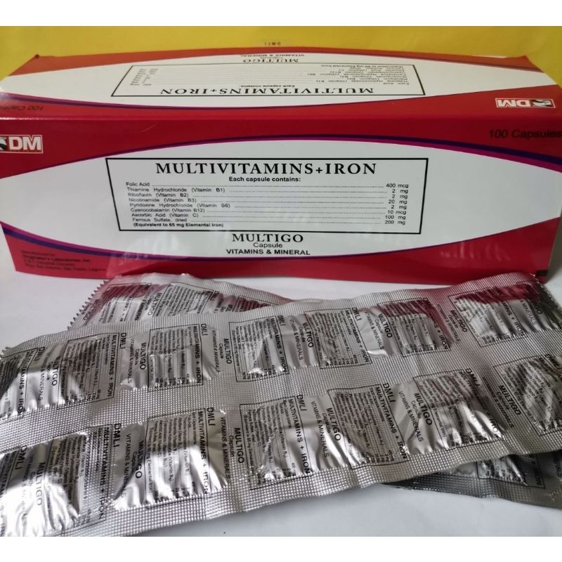 Multivitamins w iron multigo 100 capsule Shopee Philippines