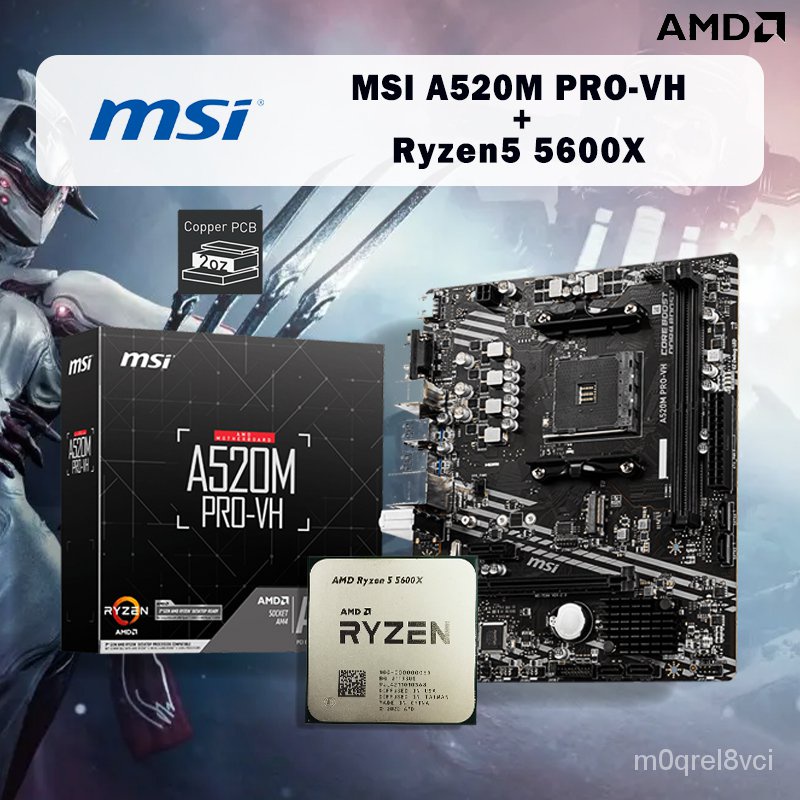 AMD Ryzen 5 5600X R5 5600X CPU + MSI A520M PRO VH Motherboard Suit