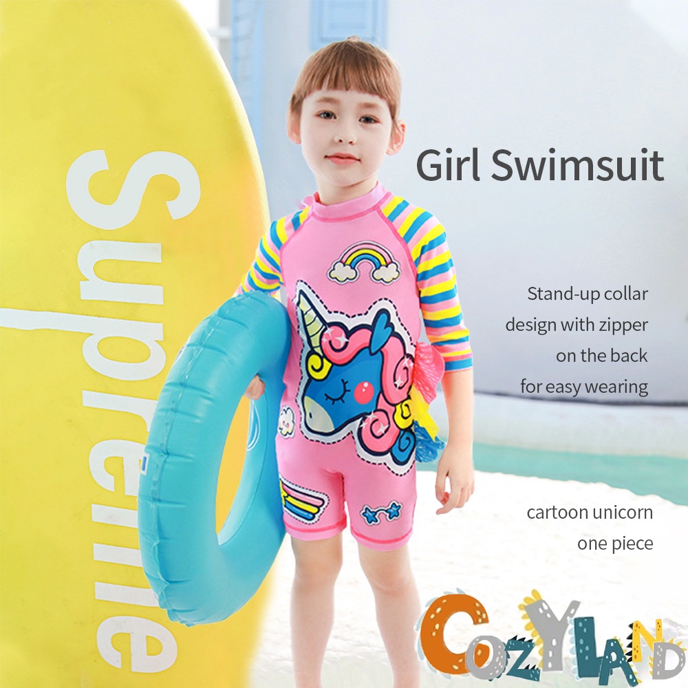 Cozyland One Piece baby swimsuit for baby girl with cute unicorn kids