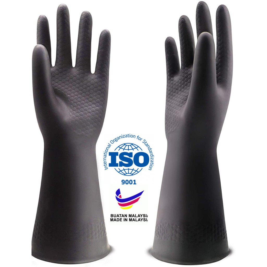 Black Industrial Rubber Gloves,Cleaning Protective Safety Work Heavy